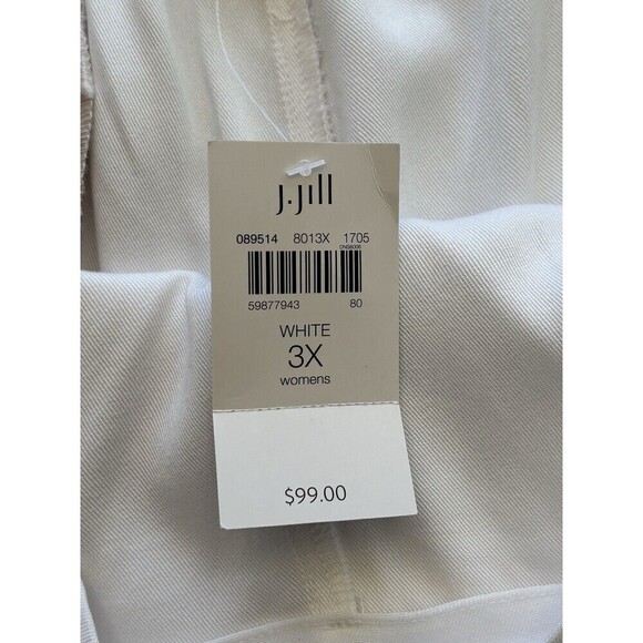 J. JILL White Pull On Crop Pants Size 3X Wide Leg Elastic Waist Trousers NWT - Picture 5 of 13